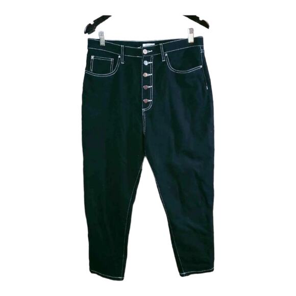 WEWOREWHAT Danielle Black High Rise Vintage Straight Cropped Jeans Women's 32 - Picture 1 of 8